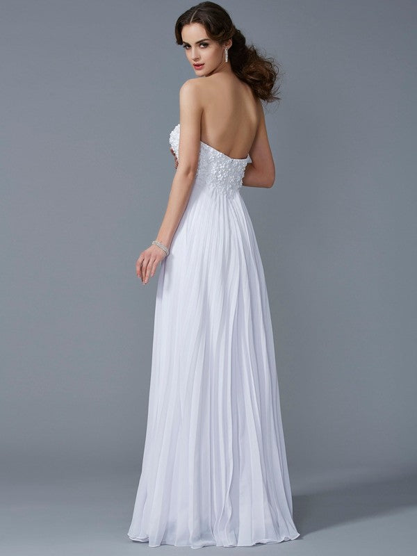 Vestidos largos de gasa con volantes, sin mangas, corte princesa/corte A